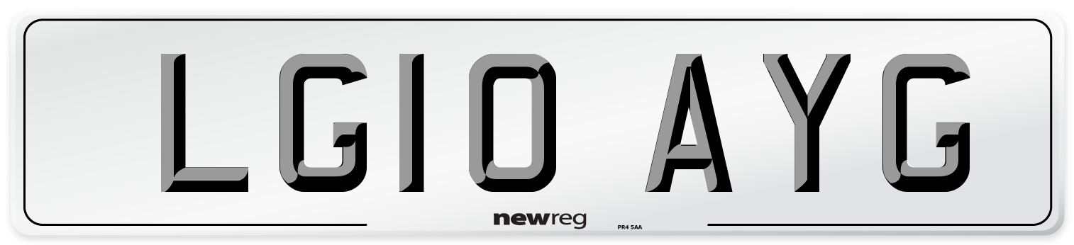LG10 AYG Number Plate from New Reg